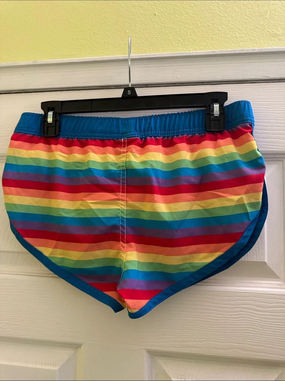 MEN’s 2” Andrew Christian Rainbow Striped Swim Shorts size SMALL (28-30)